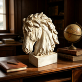 Modern European furniture - Antique White Weathered Horse Head Sculpture - www.oroa.com