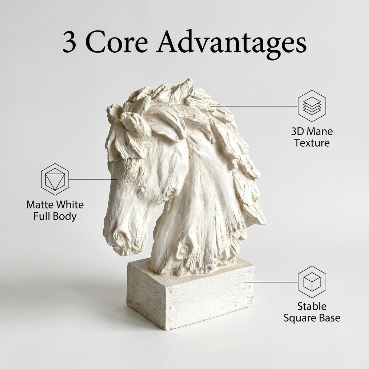 Modern European furniture - Antique White Weathered Horse Head Sculpture - www.oroa.com