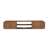 Modern European furniture - Walnut Wall‑Mounted TV Stand with Open Storage - www.oroa.com