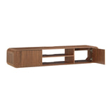 Modern European furniture - Walnut Wall‑Mounted TV Stand with Open Storage - www.oroa.com