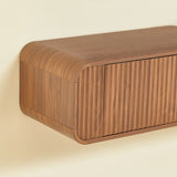 Modern European furniture - Walnut Wall‑Mounted TV Stand with Open Storage - www.oroa.com