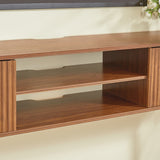 Modern European furniture - Walnut Wall‑Mounted TV Stand with Open Storage - www.oroa.com