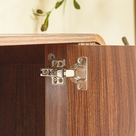 Modern European furniture - Walnut Wall‑Mounted TV Stand with Open Storage - www.oroa.com