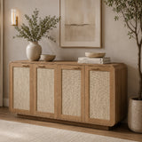 Caramel 4-Doors Rattan Storage Sideboard | OROA