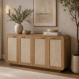 Caramel 4-Doors Rattan Storage Sideboard | OROA