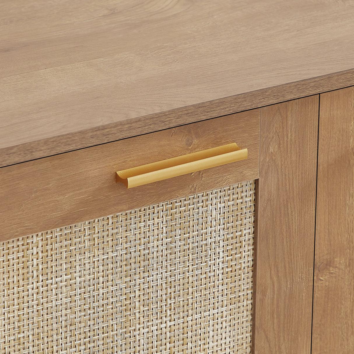 Caramel 4-Doors Rattan Storage Sideboard | OROA