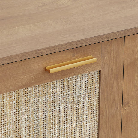 Caramel 4-Doors Rattan Storage Sideboard | OROA