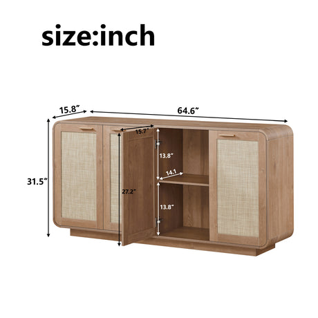 Caramel 4-Doors Rattan Storage Sideboard | OROA