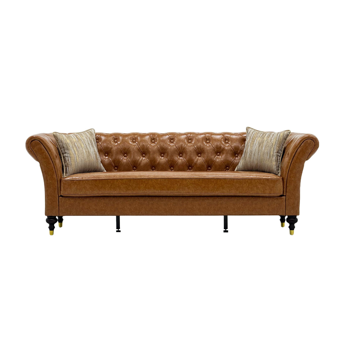 Modern European furniture - Cognac Brown Chesterfield Leather Sofa - www.oroa.com