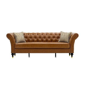 Modern European furniture - Cognac Brown Chesterfield Leather Sofa - www.oroa.com