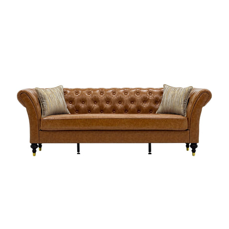 Modern European furniture - Cognac Brown Chesterfield Leather Sofa - www.oroa.com