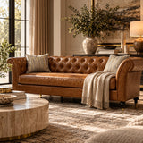 Modern European furniture - Cognac Brown Chesterfield Leather Sofa - www.oroa.com
