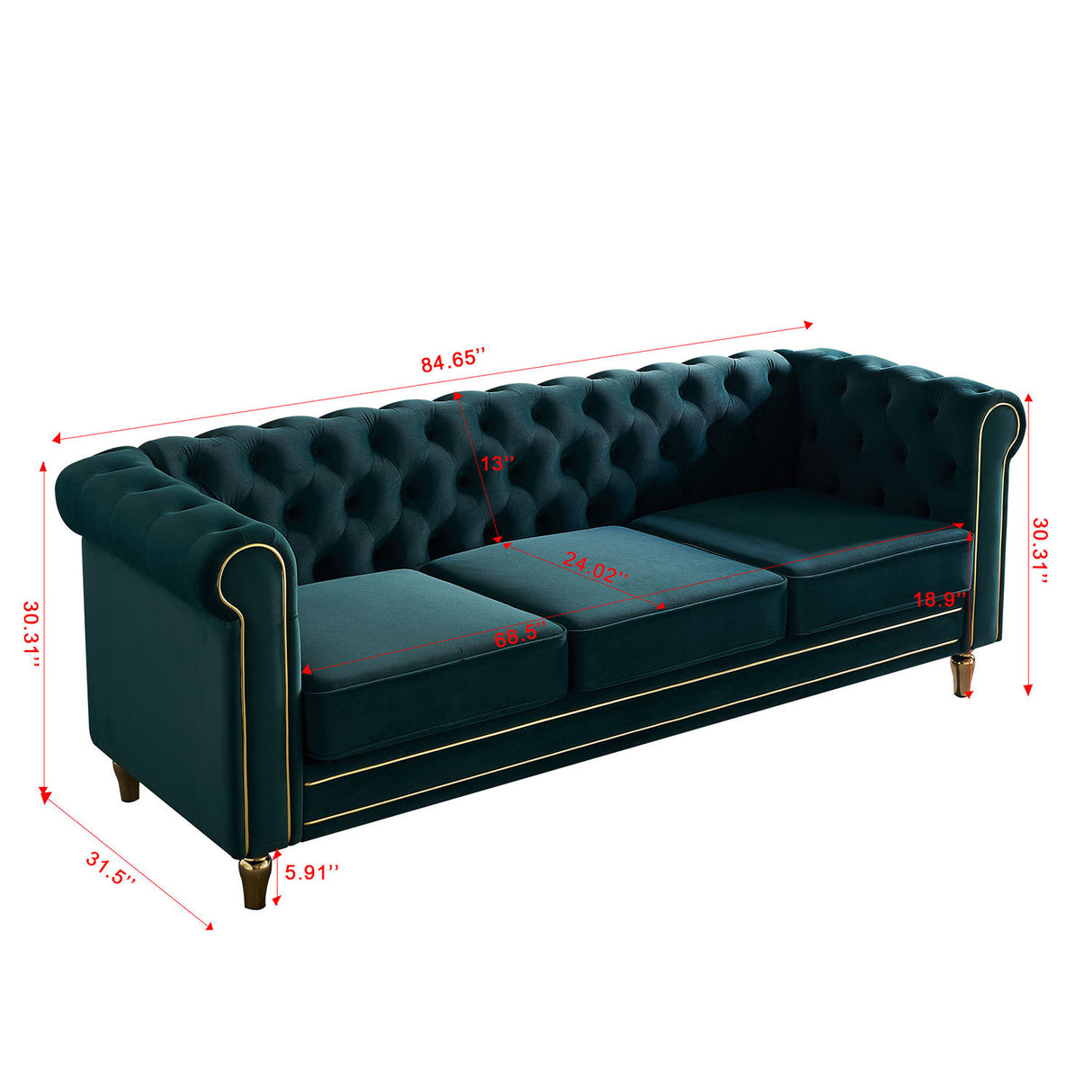 Green Velvet Chesterfield Sofa | OROA - www.oroa.com