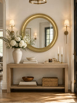 Modern European furniture - Brushed Gold Vintage Round Wall Mirror - www.oroa.com