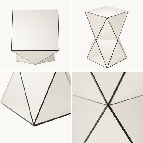 Champagne Mirrored Geometric Side Table | OROA