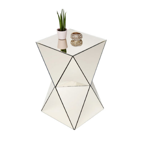 Champagne Mirrored Geometric Side Table | OROA