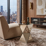 Champagne Mirrored Geometric Side Table | OROA