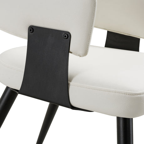 White Leather Upholstered Dining Chairs (2) | OROA