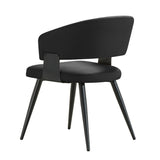 Black Leather Upholstered Dining Chairs (2) | OROA