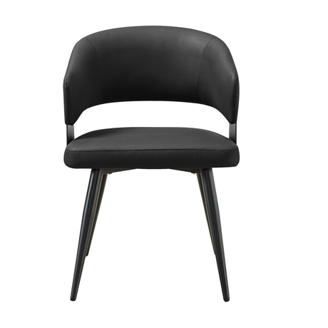 Black Leather Upholstered Dining Chairs (2) | OROA