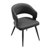 Black Leather Upholstered Dining Chairs (2) | OROA