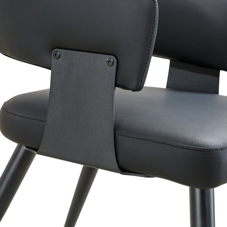 Black Leather Upholstered Dining Chairs (2) | OROA