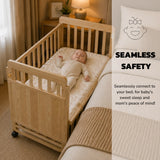 Natural Wooden Baby Crib with Changing Shelf | OROA Kids