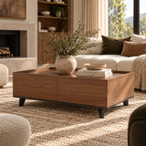 Square Walnut Finish Coffee Table | OROA