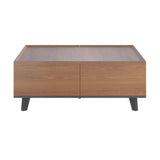 Square Walnut Finish Coffee Table | OROA