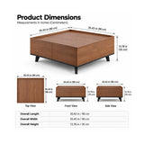 Square Walnut Finish Coffee Table | OROA