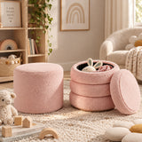 Pink Boucle Round Ottoman Set of 2 | OROA Kids