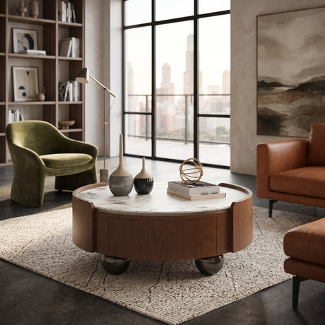 Round Stone Top Coffee Table | OROA