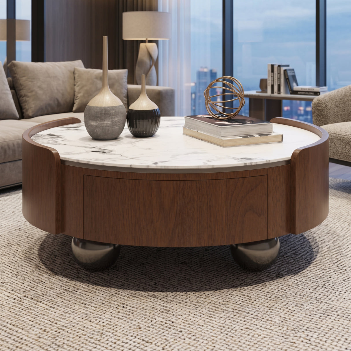 Round Stone Top Coffee Table | OROA