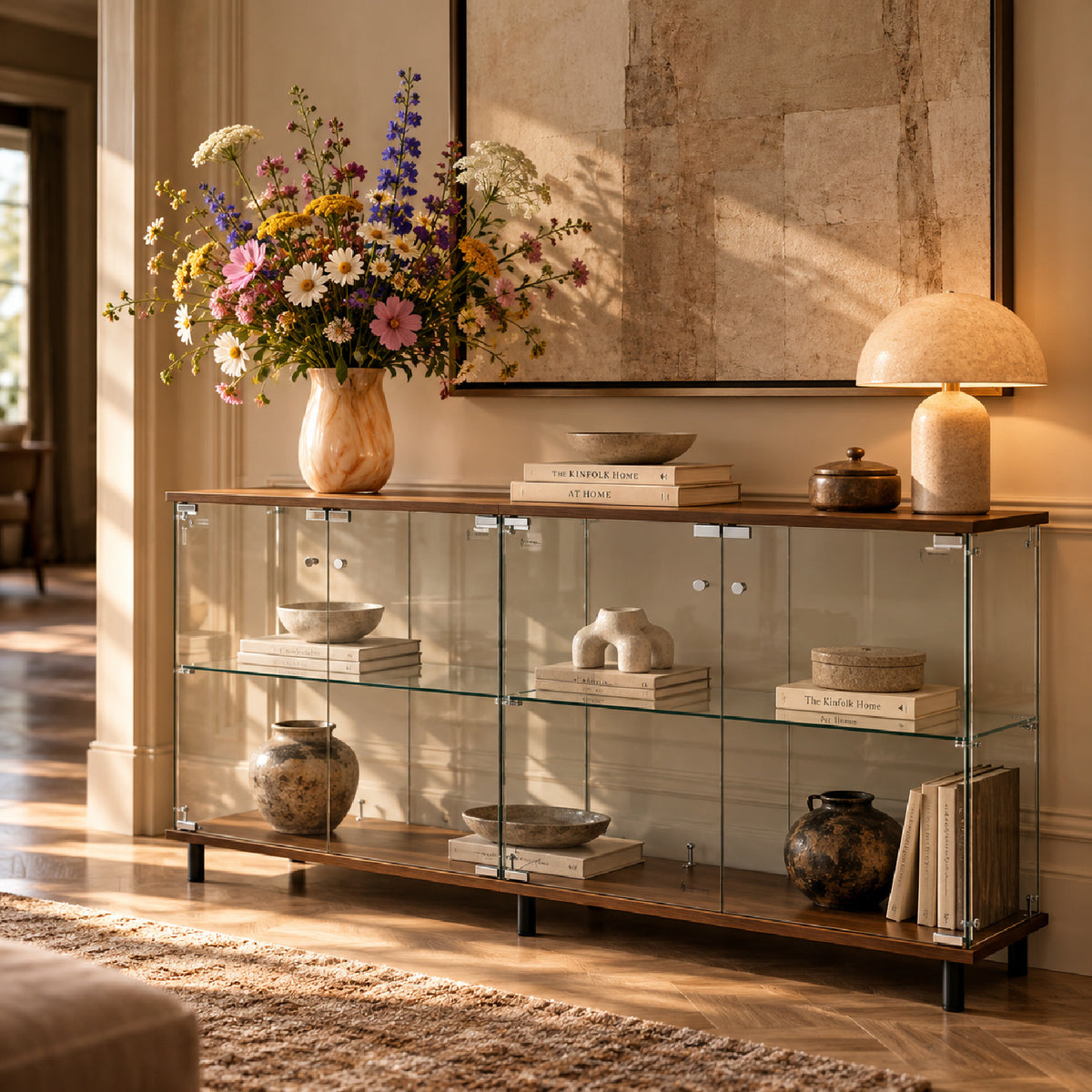 4-Doors Walnut Storage Cabinet by OROA