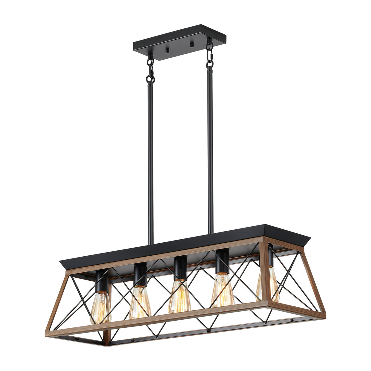 Modern European furniture - Rustic Farmhouse Five-Light Walnut Iron Chandelier - www.oroa.com