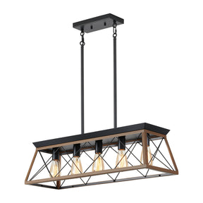 Modern European furniture - Rustic Farmhouse Five-Light Walnut Iron Chandelier - www.oroa.com