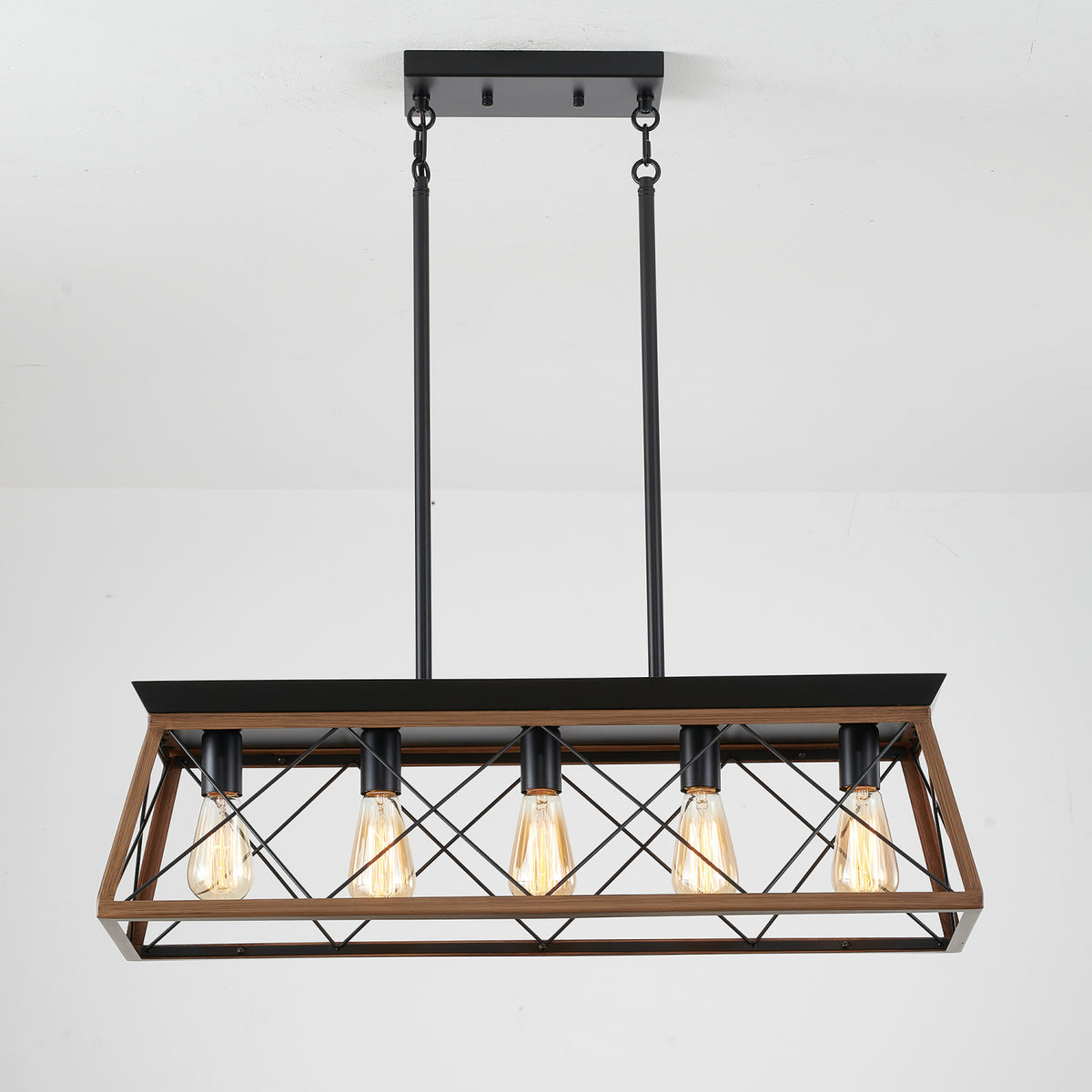 Modern European furniture - Rustic Farmhouse Five-Light Walnut Iron Chandelier - www.oroa.com