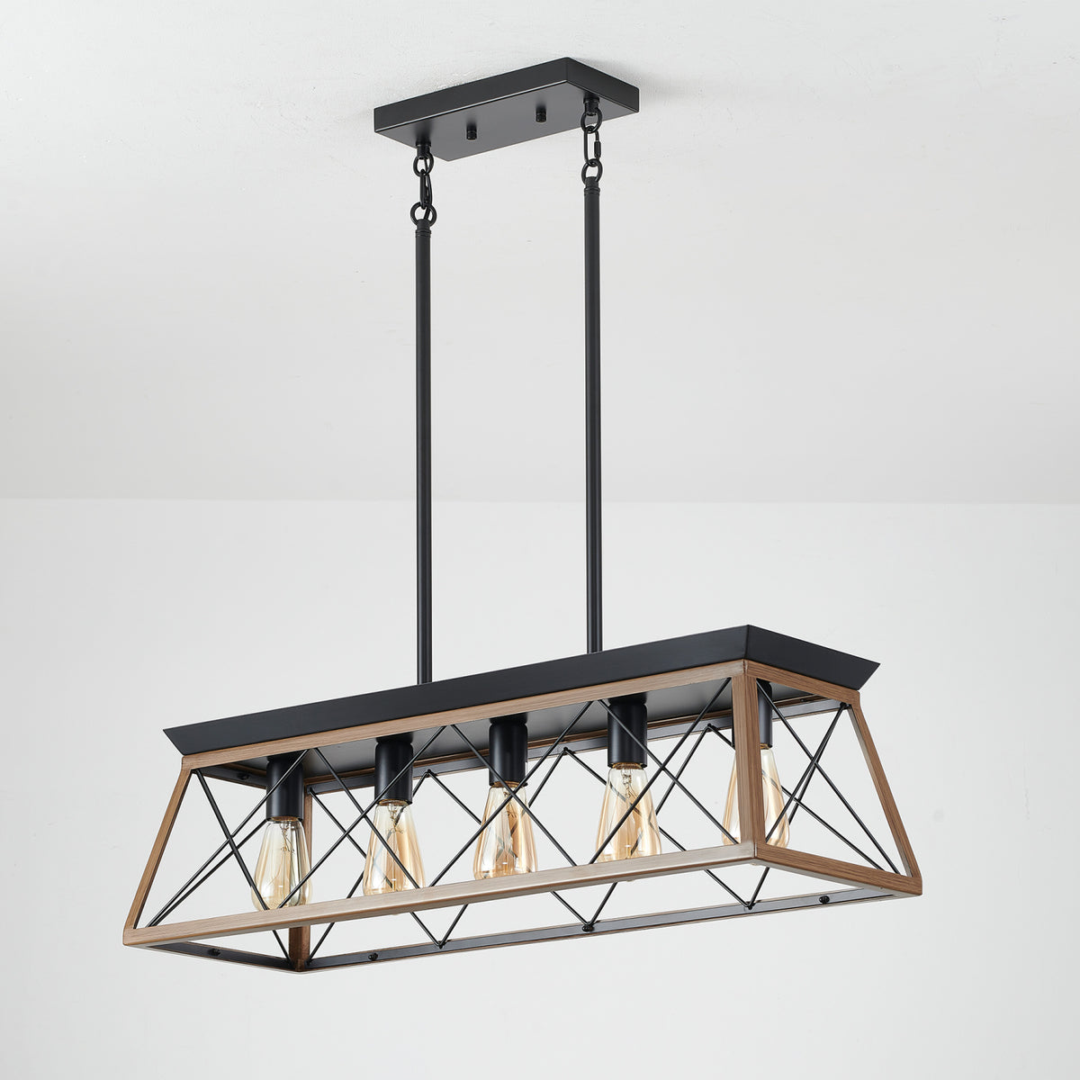 Modern European furniture - Rustic Farmhouse Five-Light Walnut Iron Chandelier - www.oroa.com