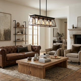 Modern European furniture - Rustic Farmhouse Five-Light Walnut Iron Chandelier - www.oroa.com