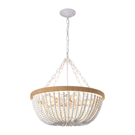 Matte White & Natural Farmhouse Chandelier by OROA