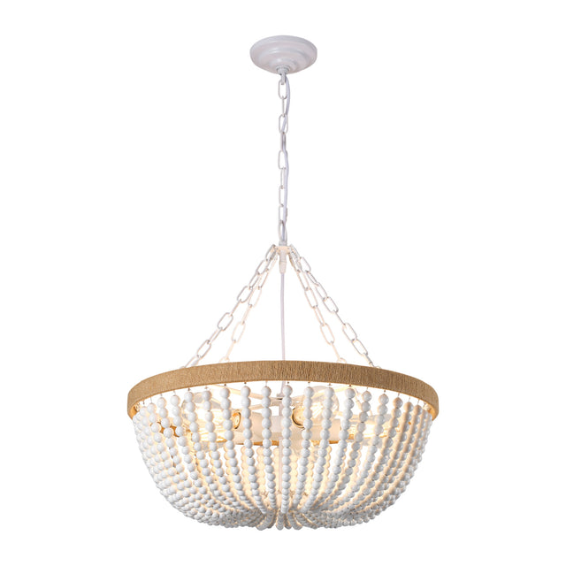 Matte White & Natural Farmhouse Chandelier by OROA