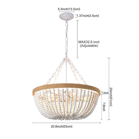 Matte White & Natural Farmhouse Chandelier by OROA