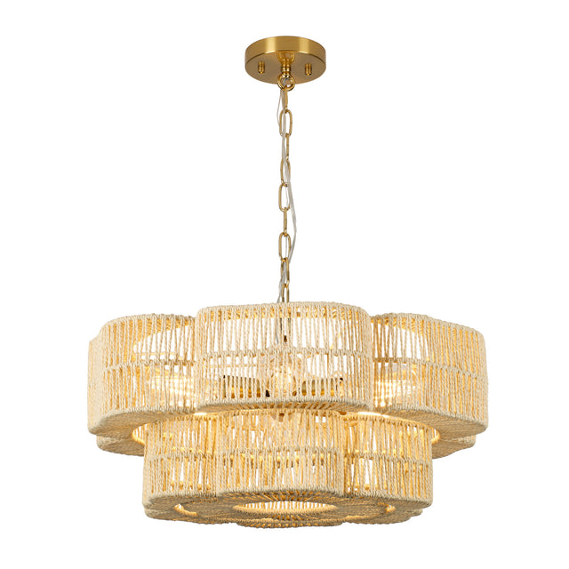 2-Tier Gold Paper Rope Chandelier by OROA