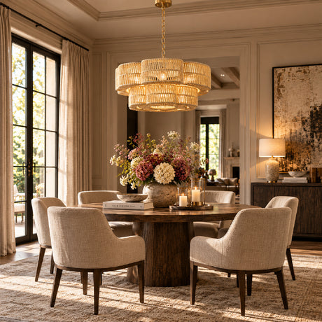 2-Tier Gold Paper Rope Chandelier by OROA