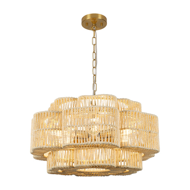Gold Two-Tier Paper Rope Chandelier by OROA