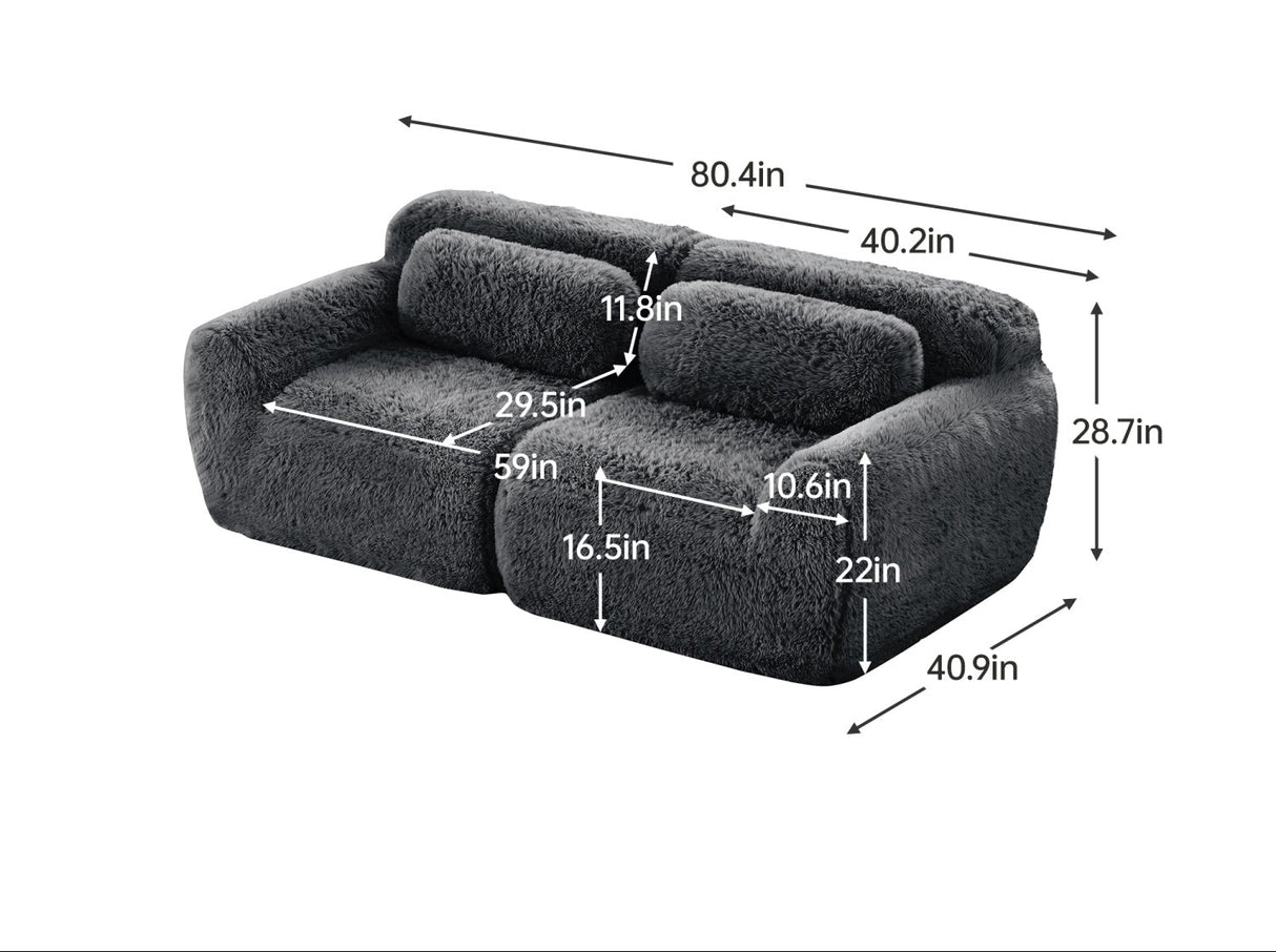 Dark Gray 2-Seater Modular Sectional Sofa | OROA