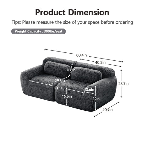 Dark Gray 2-Seater Modular Sectional Sofa | OROA