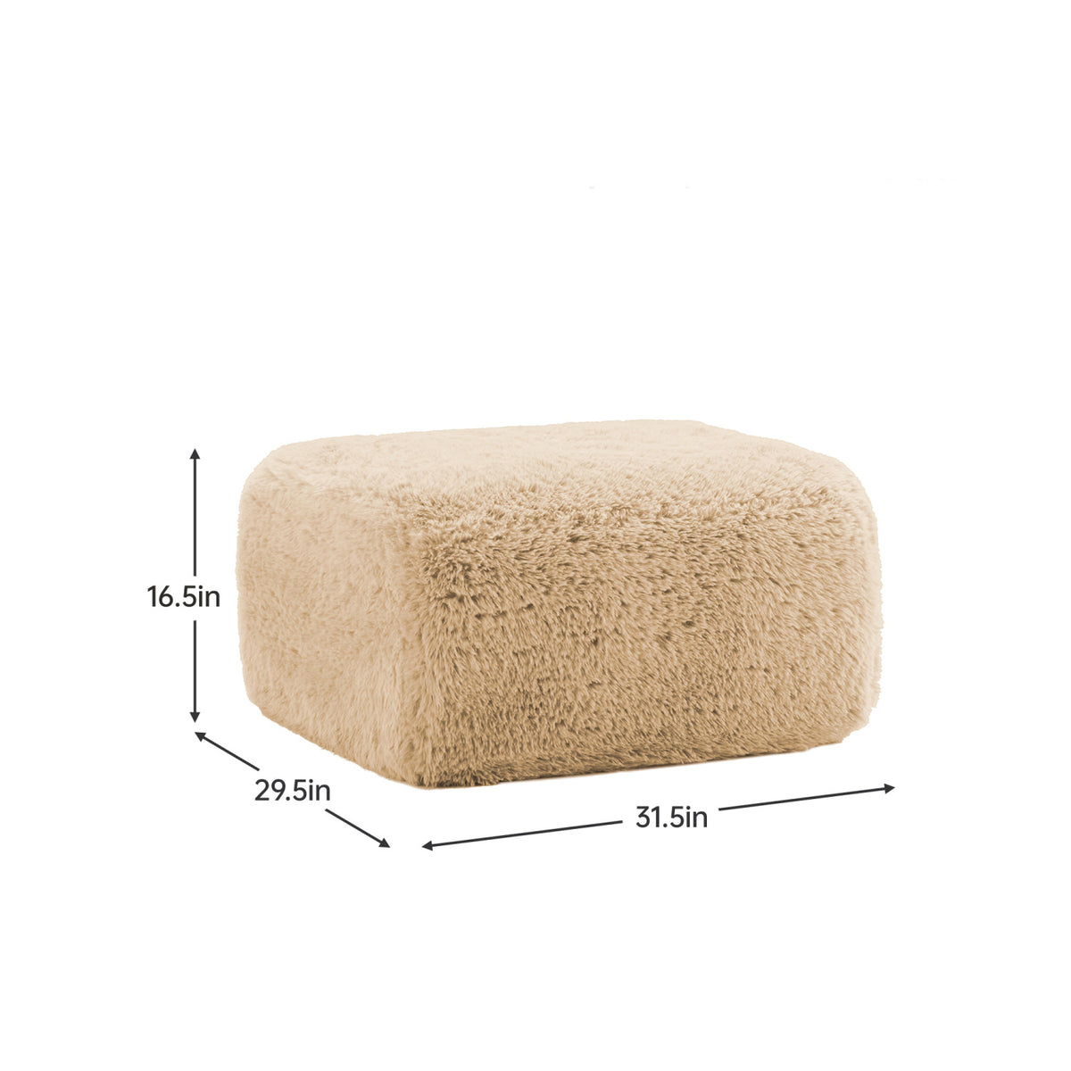 Aviana Light Khaki Plush Ottoman | OROA