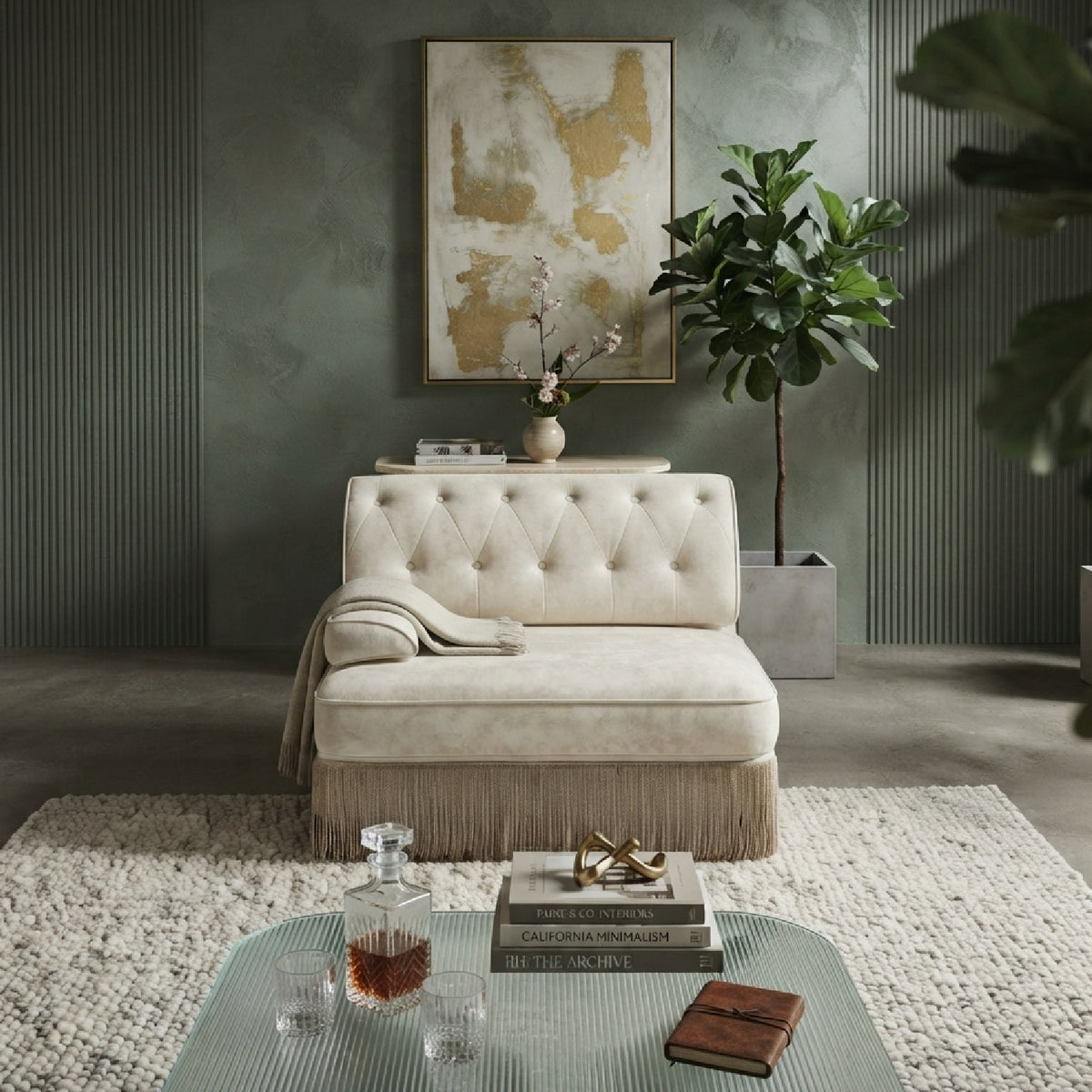 Beige Velvet Modular Sofa | OROA
