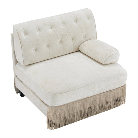 Modern European furniture - Beige Velvet Right Arm Modular Sofa - www.oroa.com